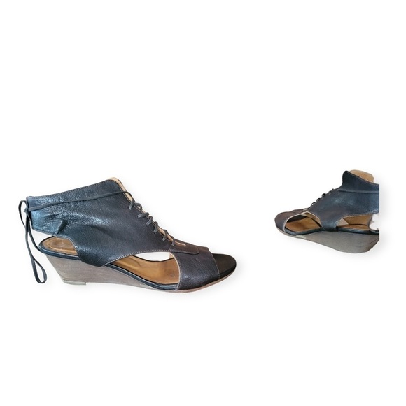 Coclico shoe open toe wedge lace up Size 38.5 US 8 - Picture 3 of 7